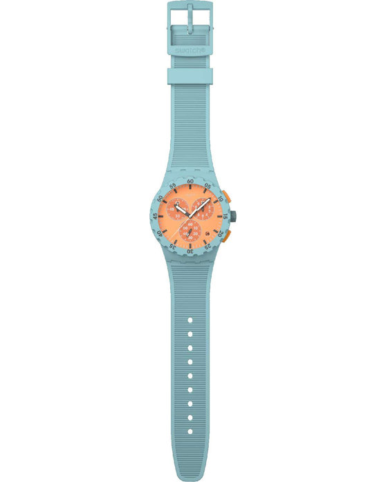 SWATCH Essentials Juicy Apricot Chronograph Turqoise Silicone Strap