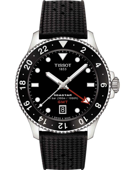 TISSOT T-Sport Seastar 1000 Dual Time GMT Black Rubber Strap