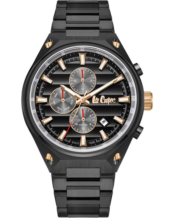 LEE COOPER Dual Time Black Metallic Bracelet