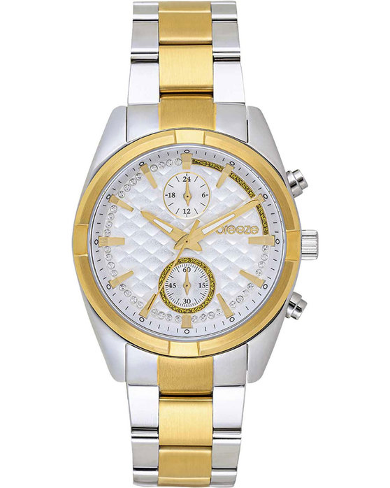 BREEZE Starlight Swarovski Chronograph Two Tone Stainless Steel Bracelet