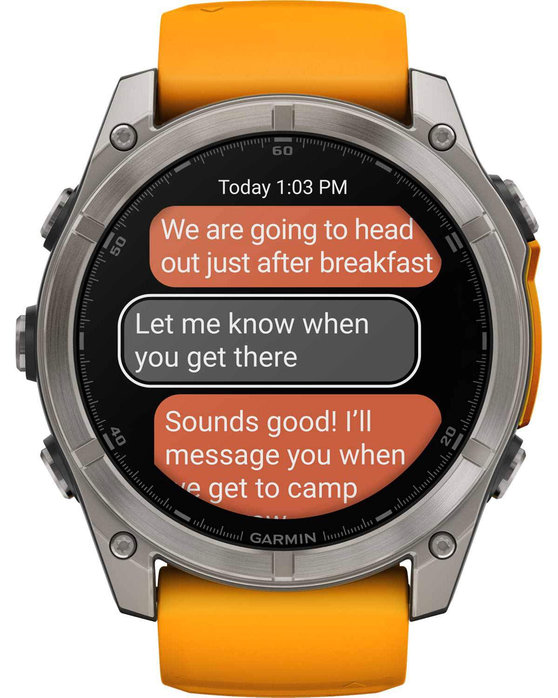 GARMIN Fenix 8 51mm AMOLED Sapphire Titanium with Spark Orange Silicone Band