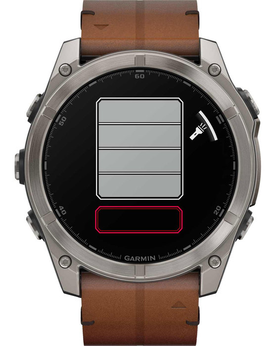 GARMIN Fenix 8 51mm AMOLED Sapphire Titanium with Chestnut Brown Leather Strap