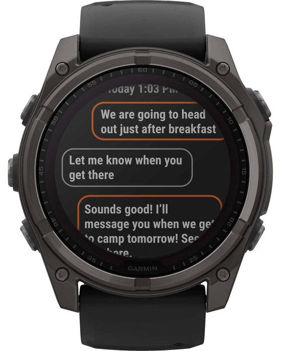 GARMIN Fenix 8 51mm Solar Sapphire Titanium Carbon Gray with Black Silicone Band (προπαρ.)