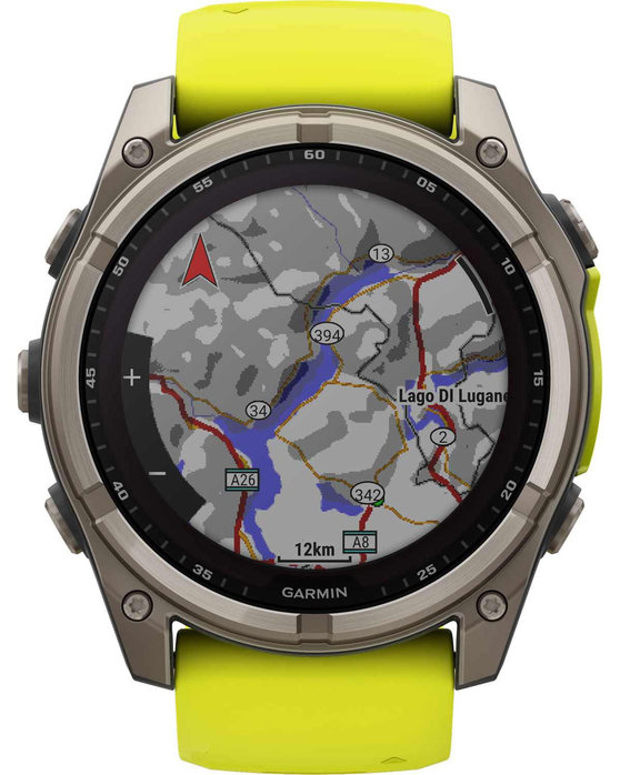 GARMIN Fenix 8 51mm Solar Sapphire Titanium with Amp Yellow Silicone Band (προπαρ.)