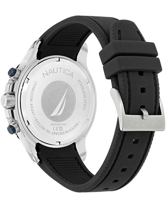 NAUTICA NST Chronograph Black Silicone Strap Gift Set