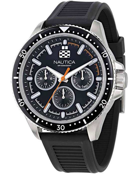 NAUTICA NCT Windrose Black Silicone Strap