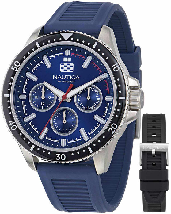 NAUTICA NCT Windrose Blue Silicone Strap Gift Set