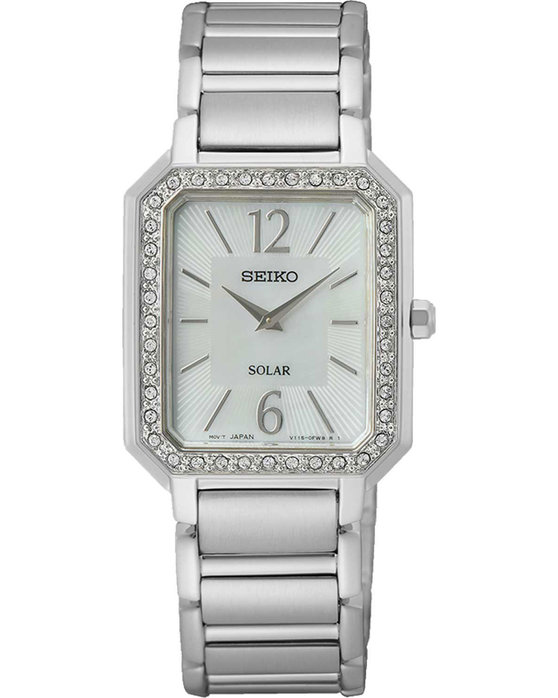 SEIKO Caprice Crystals Solar Silver Stainless Steel Bracelet