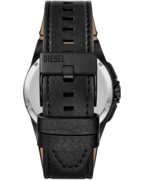 DIESEL Framed Chronograph Black Leather Strap