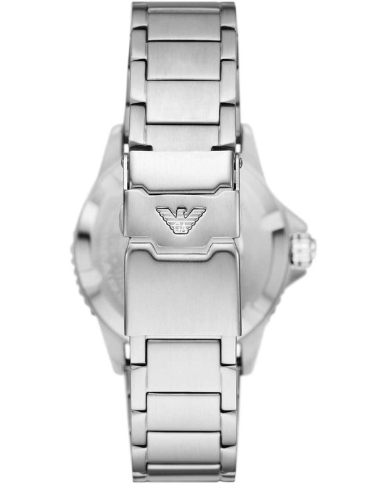 EMPORIO ARMANI Diver Dual Time Silver Stainless Steel Bracelet