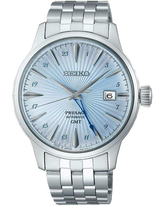 SEIKO Presage Cocktail Time GMT Automatic Dual Time Silver Stainless Steel Bracelet