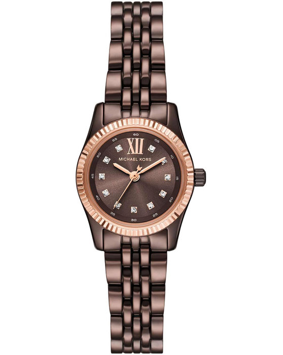 MICHAEL KORS Petite Lexington Crystals Brown Stainless Steel Bracelet