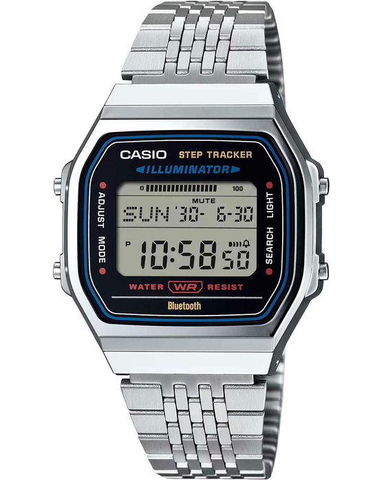 CASIO Vintage Dual Time Chronograph Silver Stainless Steel Bracelet