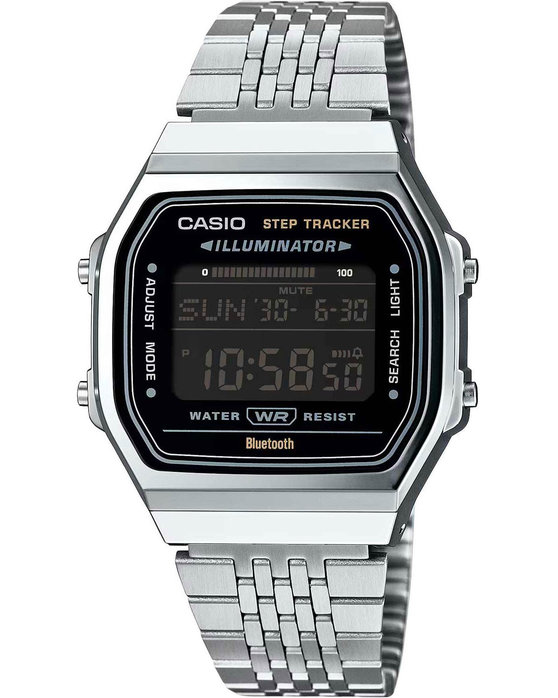 CASIO Vintage Dual Time Chronograph Silver Stainless Steel Bracelet