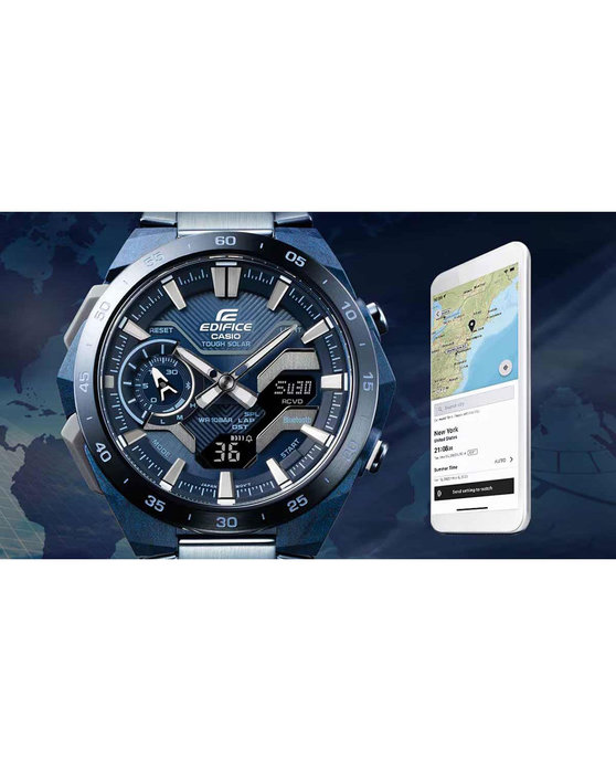 CASIO Edifice Tough Solar Windflow Dual Time Chronograph Blue Bracelet