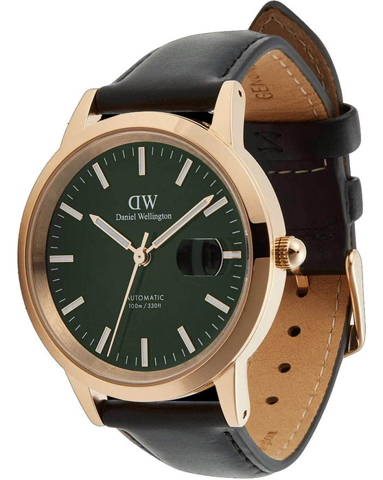 DANIEL WELLINGTON Iconic Sheffield Automatic Black Leather Strap 40 mm