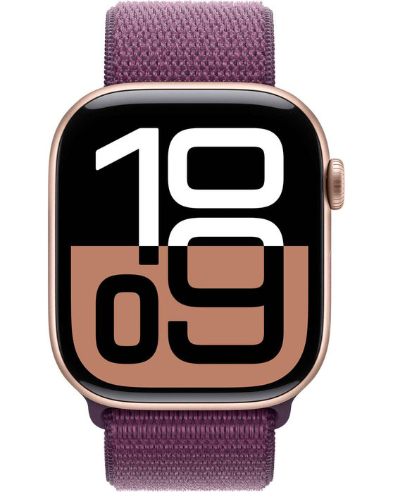 Apple Watch Series 10 GPS 46mm Rose Gold Aluminium Case with Plum Sport Loop