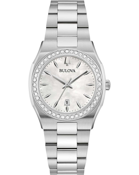 BULOVA Surveyor Diamonds Silver Stainless Steel Bracelet