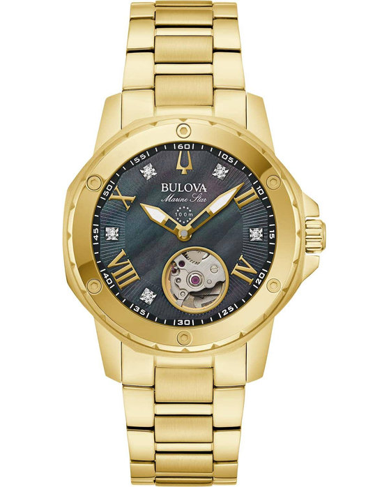 BULOVA Marine Star Diamonds Automatic Gold Stainless Steel Bracelet