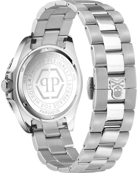 PHILIPP PLEIN GMT-I Challenger Crystals GMT Silver Stainless Steel Bracelet