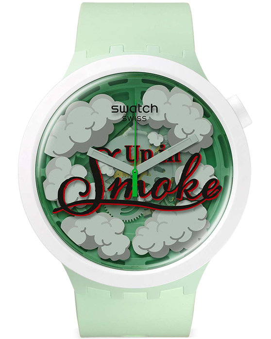 SWATCH Pufffframic Up In Smoke Light Green Silicone Strap