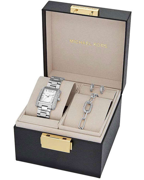 MICHAEL KORS Emery Crystals Silver Stainless Steel Bracelet Gift Set