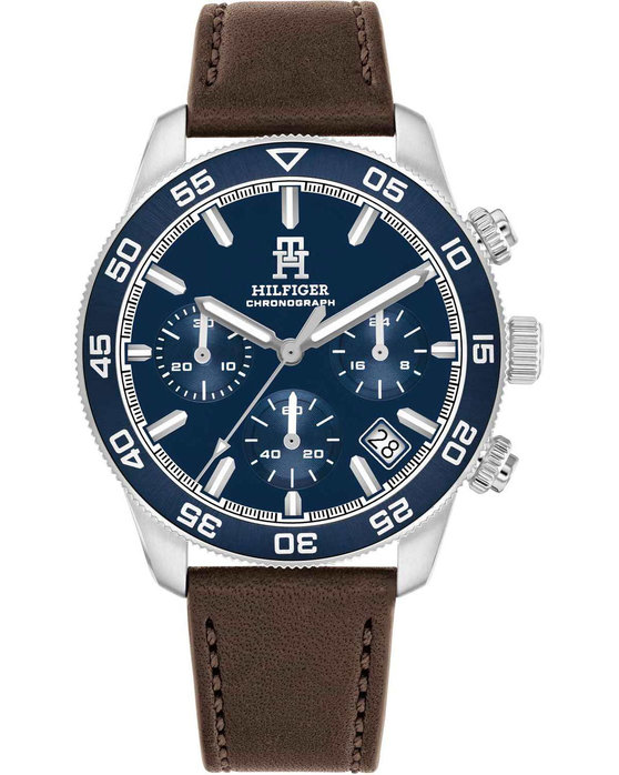 TOMMY HILFIGER Sport Chronograph Brown Leather Strap