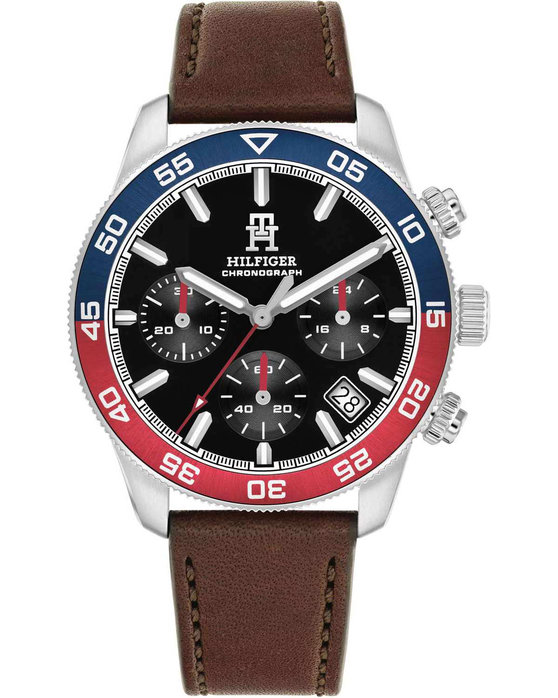 TOMMY HILFIGER Sport Brown Leather Strap