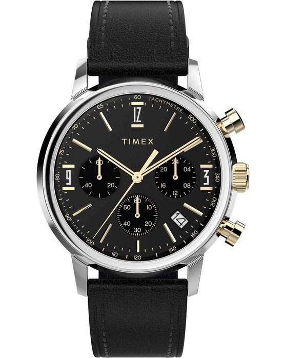 TIMEX Marlin Chronograph Black Leather Strap