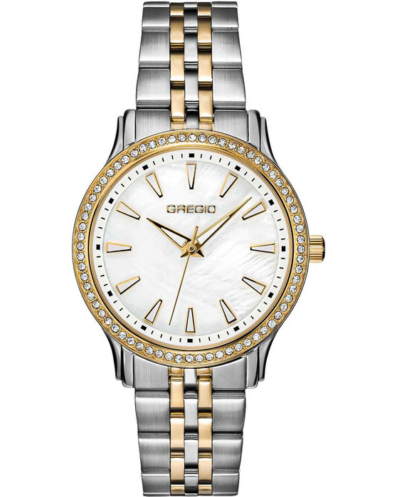 GREGIO Fleur Zircons Two Tone Stainless Steel Bracelet