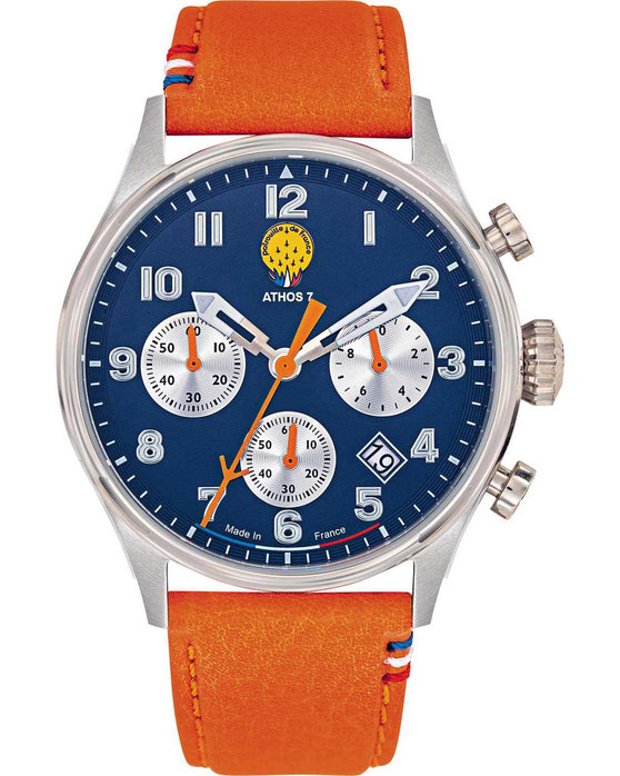 PATROUILLE DE FRANCE Athos 7 Chronograph Red Leather Strap