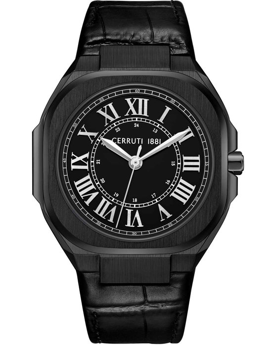 CERRUTI Leadri Black Leather Strap