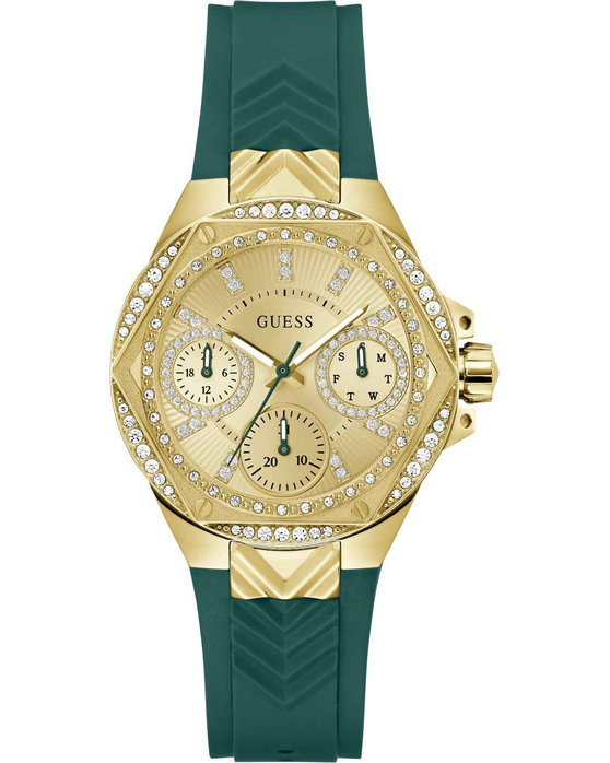 GUESS Envy Crystals Green Rubber Strap