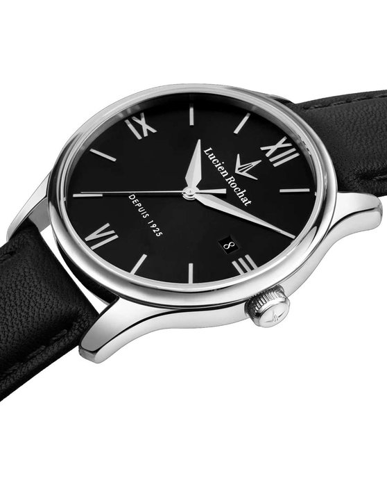 LUCIEN ROCHAT Montreux Black Leather Strap