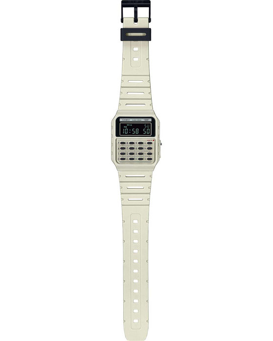 CASIO Vintage Mini Calculator Dual Time Chronograph White Bio-Resin Strap