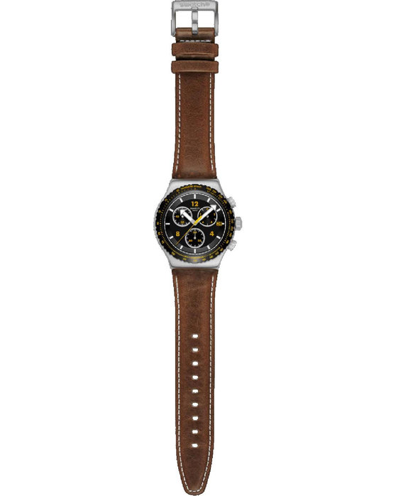 SWATCH Canyon Chaser Chronograph Brown Leather Strap