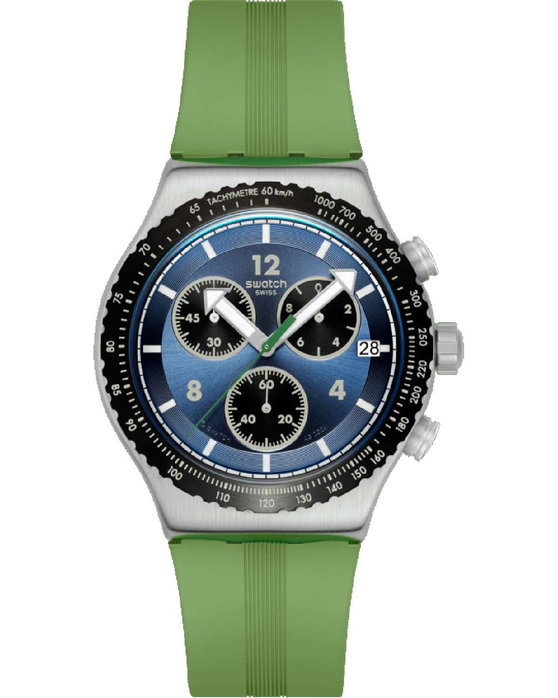 SWATCH Dusk Thru The Leaves Chronograph Green Silicone Strap