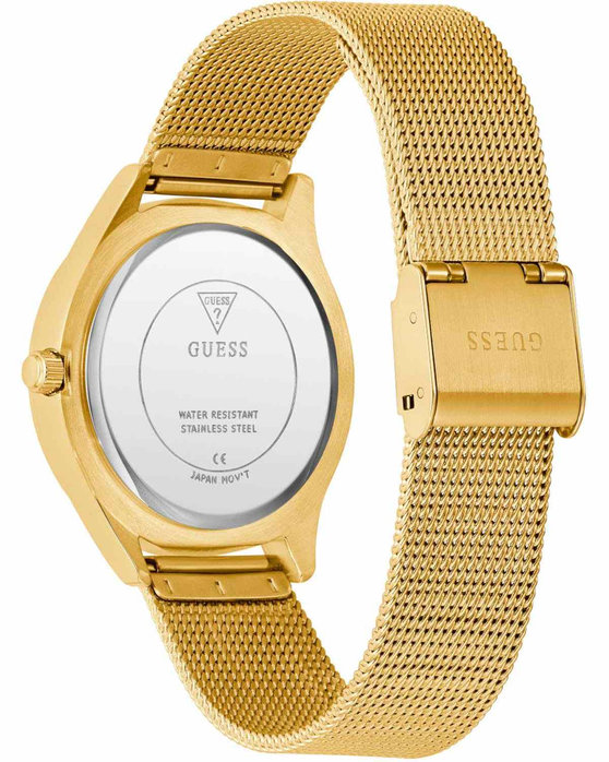 GUESS Glitz Plaque Crystals Gold Stainless Steel Bracelet