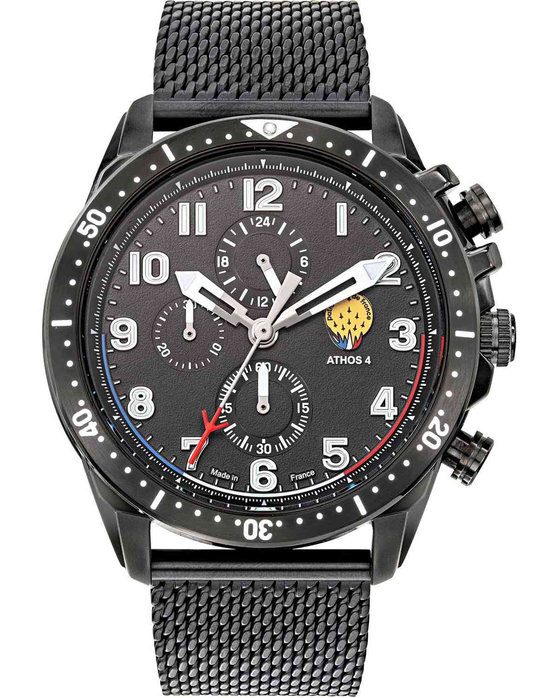 PATROUILLE DE FRANCE Athos 4 Chronograph Black Stainless Steel Bracelet