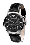 Emporio ARMANI Chronograph Black Leather Strap