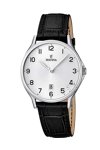 FESTINA Silver Dial Black Leather Strap