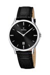 FESTINA Black Dial Black Leather Strap