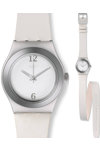 SWATCH Irony Ladies Medium TriLooper White Leather Strap