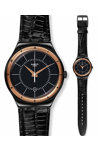 SWATCH Irony Mens Big Black Nachtigall Black Leather Strap