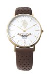 U.S. POLO Anniversary Ladies Gold Brown Leather Strap
