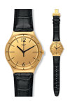 SWATCH Apres Ski After Dinner Black Leather Strap