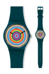 SWATCH Beach Swing Toupie Green Rubber Strap