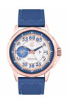 DECERTO Lovish Rose Gold Alloy Blue Leather Strap