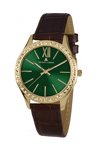 Jacques LEMANS Rome Crystals Brown Leather Strap