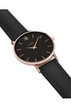 CLUSE Minuit Rose Gold Bezel Black Leather Strap